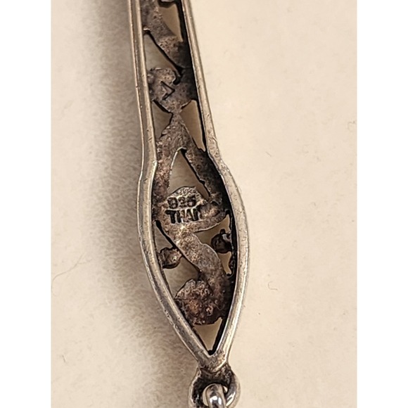 Vtg SILPADA Pure 925 Sterling Silver Filigree Scroll CZ Dangle Earrings Thailand - Picture 5 of 7